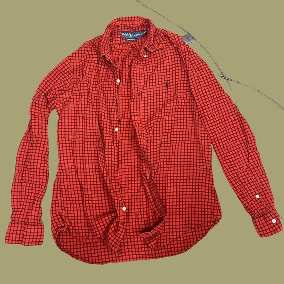 Ralph Lauren Red & Black Plaid Button-Up Shirt | Men’s Size M (Custom Fit) - Picture 2 of 6